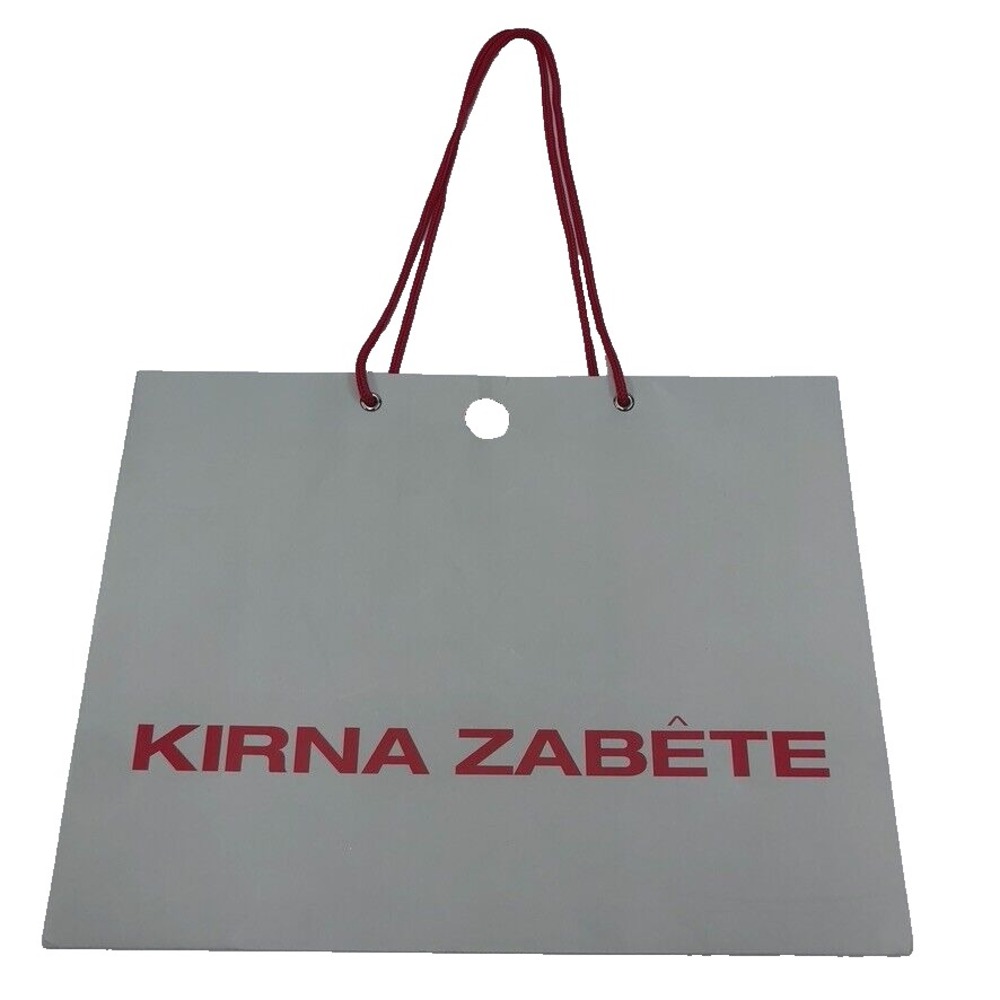 Kirna Zabete Gray Red Paper Shopping Gift Bag Medium 15.5x12x6 Tote